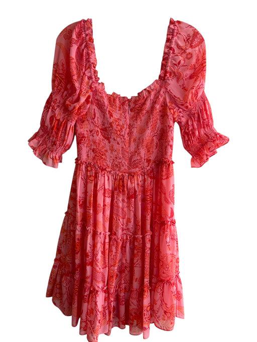 Cinq a Sept Size 8 Orange & Pink Polyester Lined Off Shoulder Back Zip Dress Orange & Pink / 8