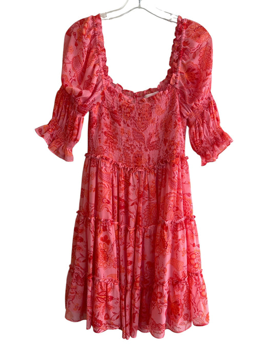 Cinq a Sept Size 8 Orange & Pink Polyester Lined Off Shoulder Back Zip Dress Orange & Pink / 8