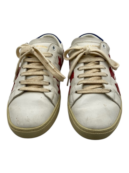 Saint Laurent Shoe Size 40 White, Red, Blue Leather Star Applique Sneakers White, Red, Blue / 40