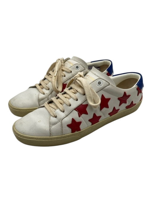Saint Laurent Shoe Size 40 White, Red, Blue Leather Star Applique Sneakers White, Red, Blue / 40