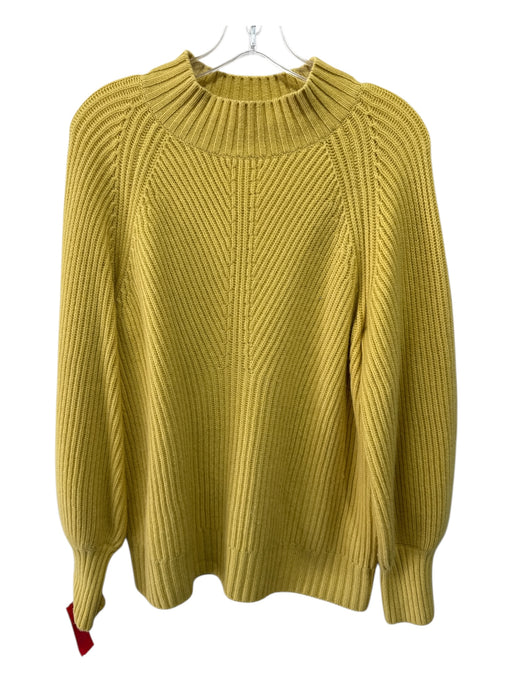 Ann Mashburn Size M Yellow Green Cashmere Ribbed Long Balloon Sleeve Sweater Yellow Green / M