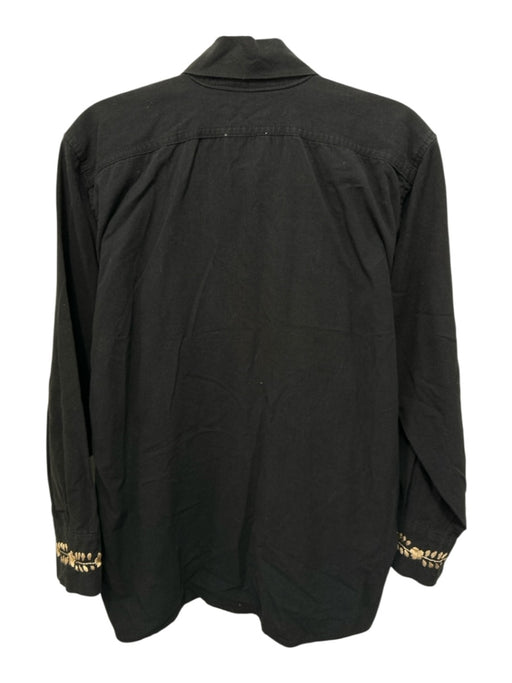 Mi Golondrina Size M Black & Tan Cotton Long Sleeve Embroidered Detail Bib Top Black & Tan / M