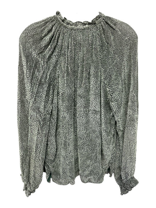 Ann Mashburn Size L Sage green Viscose & Silk Long Balloon Sleeve V Neck Top Sage green / L
