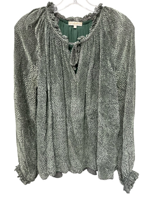 Ann Mashburn Size L Sage green Viscose & Silk Long Balloon Sleeve V Neck Top Sage green / L