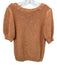 Ann Mashburn Size L Orange Cotton & Linen Knit Ribbed Neck Short Sleeve Sweater Orange / L