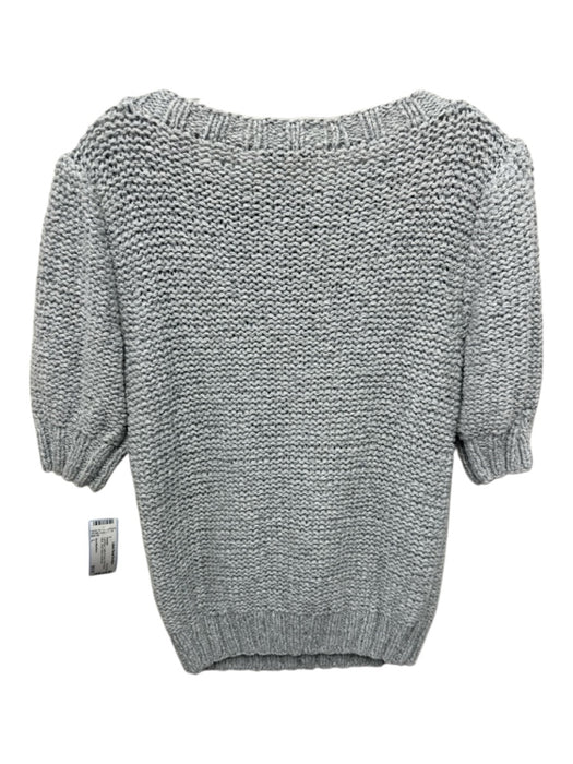 Ann Mashburn Size L Light Blue Cotton & Linen Knit Ribbed Neck Sweater Light Blue / L