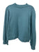 Ann Mashburn Size L Teal Cotton Ribbed Neck Puff Shoulder Long Sleeve Sweater Teal / L