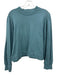 Ann Mashburn Size L Teal Cotton Ribbed Neck Puff Shoulder Long Sleeve Sweater Teal / L