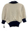 Staud Size M Cream & Navy Blue Cotton & Nylon Short Puff Sleeve Knit Sweater Cream & Navy Blue / M