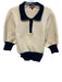 Staud Size M Cream & Navy Blue Cotton & Nylon Short Puff Sleeve Knit Sweater Cream & Navy Blue / M