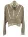Staud Size S Cream & Beige Cotton & Acrylic Knit 1/4 Zip Open Knit Crop Sweater Cream & Beige / S