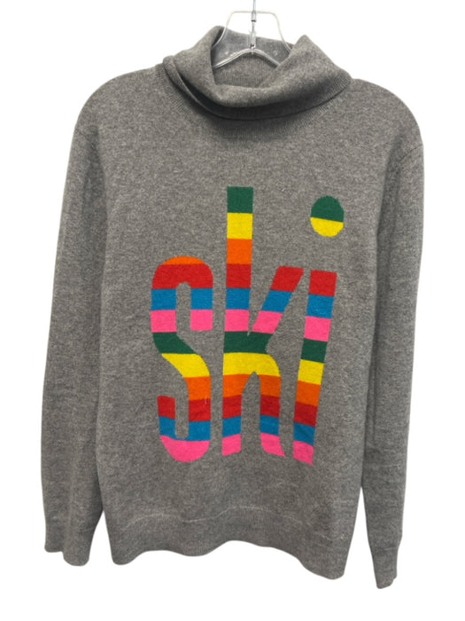 Chinti and  Parker Size L Gray & Rainbow Cashmere Long Sleeve Text Sweater Gray & Rainbow / L