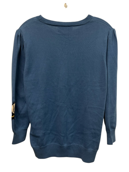 Tuckernuck Size XL Blue, Yellow & Black Cotton Puff 3/4 Sleeve Bees Sweater Blue, Yellow & Black / XL