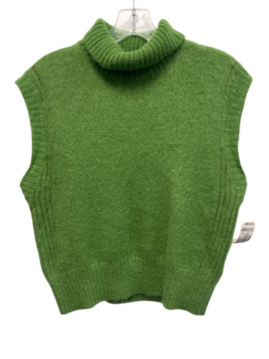 TELA Size S Grass Green Polyamide & Mohair Turtleneck Rib Knit Sweater Grass Green / S