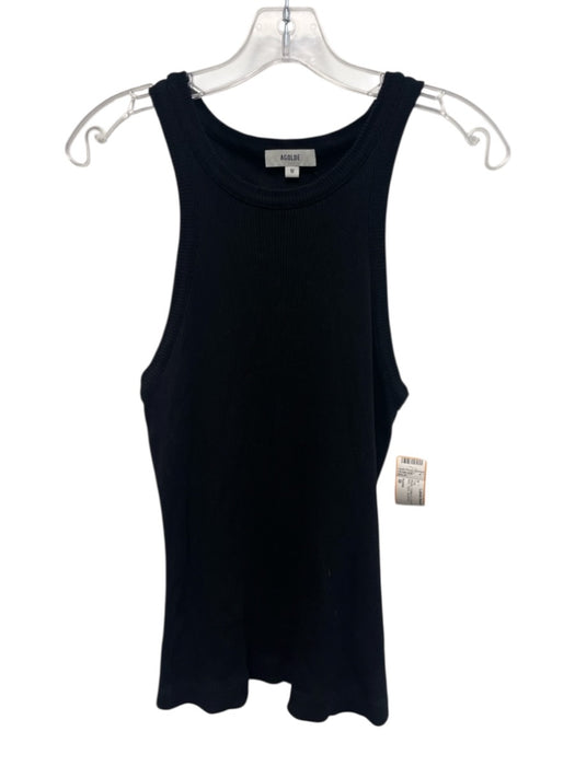Agolde Size M Black Cotton & Lyocell Sleeveless Rib Knit Tank Top Black / M