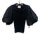 Lovebirds Size S Black Viscose & Polyamide Short Puff Sleeve Rib Knit Collar Top Black / S