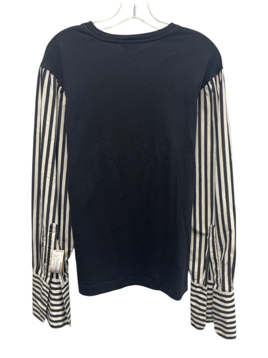 Dries Van Noten Size M Black & White Cotton Long Sleeve Stripe Sleeve Top Black & White / M