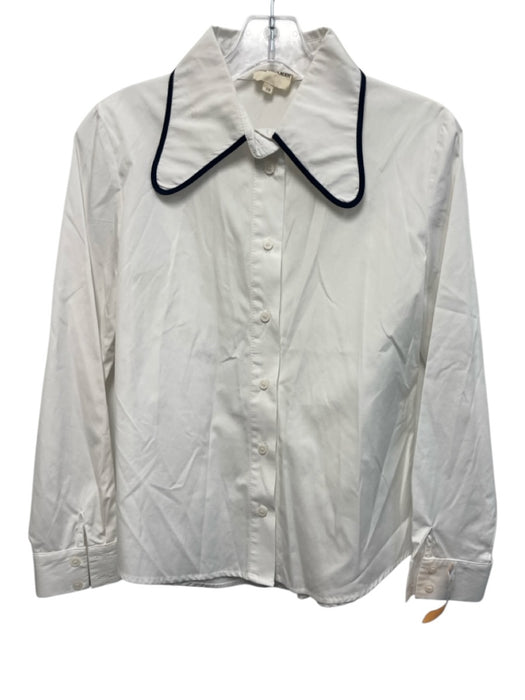 Maria de la Orden Size 38 White & Black Cotton Long Sleeve Collar Buttons Top White & Black / 38