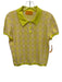 Guest in Residence Size M Neon Yellow & Beige Silk & Linen Short Sleeve Knit Top Neon Yellow & Beige / M