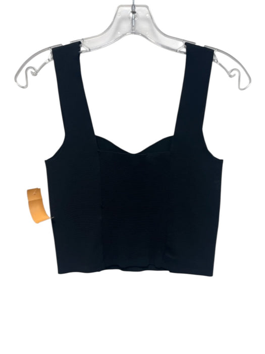 A.L.C. Size S Black Rayon & Nylon Sleeveless Stretch Knit Crop Top Black / S