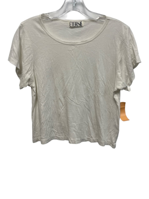 Eterne Size M Off White Cotton & Modal Short Sleeve T Shirt Top Off White / M
