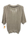 AMO Size S Gray Beige Pima Cotton Open Knit Short Sleeve Collar Sweater Gray Beige / S