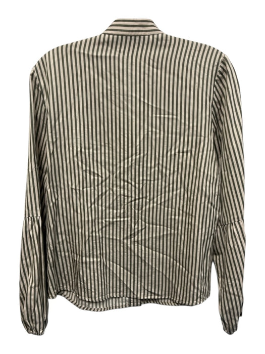 Maria de la Orden Size 38 Beige & Green Lyocell Long Sleeve Stripe Buttons Top Beige & Green / 38