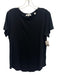 Vince Size M Black Pima Cotton & Modal Short Sleeve Wide Neck T Shirt Top Black / M