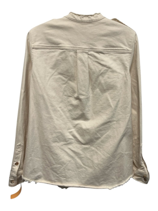 Ann Mashburn Size M Cream Cotton & Elastane Long Sleeve Raw Edge Buttons Jacket Cream / M