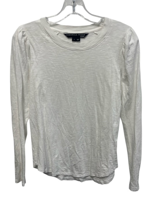Veronica Beard Jeans Size S White Pima Cotton Long puff sleeve Heathered Top White / S