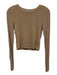 Enza Costa Size M Light Brown Viscose & Silk Long Sleeve Rib Knit Round Neck Top Light Brown / M