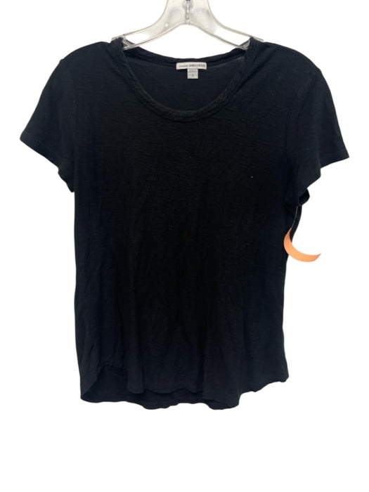 Standard James Perse Size 3 Black Cotton & Modal Short Sleeve Heathered Top Black / 3