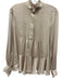 Lafayette 148 Size XS Beige Gold Polyester Satin Ruffle mock neck Pintuck Top Beige Gold / XS