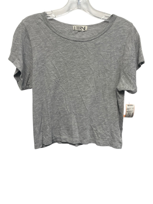 Eterne Size M Gray Cotton & Modal Short Sleeve Crop T Shirt Top Gray / M
