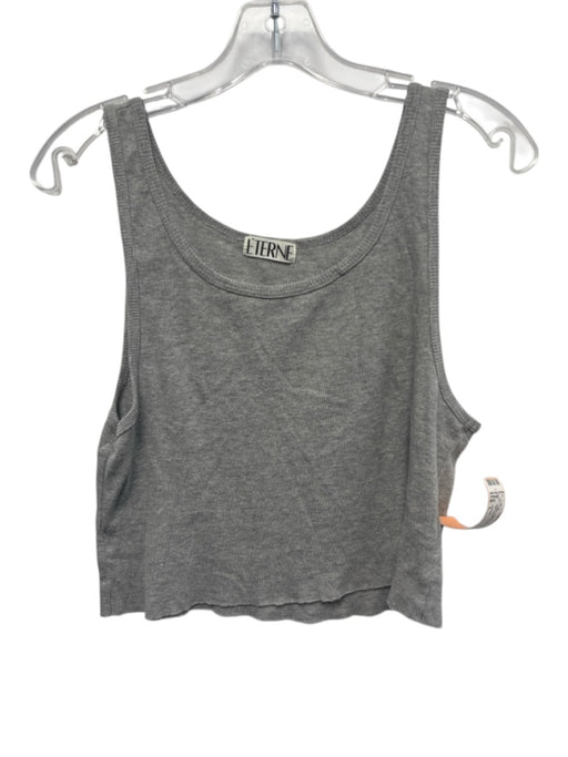 Eterne Size L Gray Cotton Sleeveless Rib Knit Cut Off Crop Top Gray / L