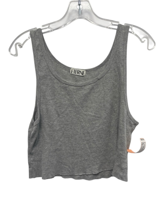 Eterne Size L Gray Cotton Sleeveless Rib Knit Cut Off Crop Top Gray / L