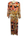 Perry Walker Size M Orange, Pink, Multi Silk & Polyester Long Flare Sleeve Dress Orange, Pink, Multi / M