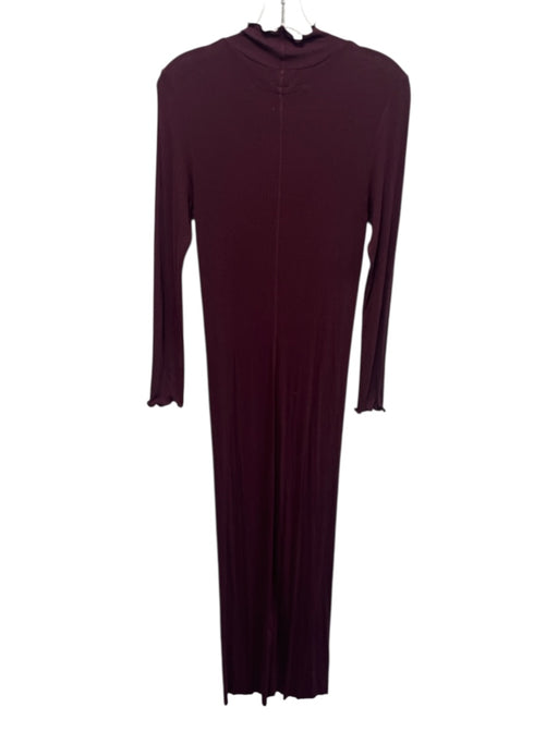 Enza Costa Size M Burgundy Purple Viscose & Silk Long Sleeve Rib Knit Maxi Dress Burgundy Purple / M