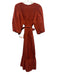 Sea New York Size M Rust Orange Cotton Short Puff Sleeve Smocked Neck Midi Dress Rust Orange / M
