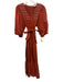 Sea New York Size M Rust Orange Cotton Short Puff Sleeve Smocked Neck Midi Dress Rust Orange / M