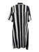 Lovebirds Size XS Black & Beige Cotton Denim Short Sleeve Stripe Zip Up Dress Black & Beige / XS