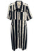 Lovebirds Size XS Black & Beige Cotton Denim Short Sleeve Stripe Zip Up Dress Black & Beige / XS