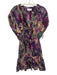 A.L.C. Size 6 Purple, Cream, Green Silk Cap Sleeve Abstract Print Mini Dress Purple, Cream, Green / 6