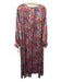 Ann Mashburn Size L Red, Blue, Purple Silk Long puff sleeve Floral Print Dress Red, Blue, Purple / L