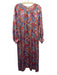 Ann Mashburn Size L Red, Blue, Purple Silk Long puff sleeve Floral Print Dress Red, Blue, Purple / L