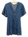 Ganni Size 38 Medium Wash Cotton Denim Short Sleeve Polka Dot Button Mini Dress Medium Wash / 38