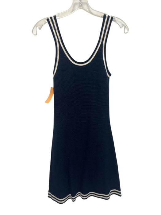 Alo Size M Navy Blue & White Cotton Sleeveless Stripe Knit Mini Dress Navy Blue & White / M