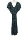 Natalie Martin Size S Navy Blue, Green, White Rayon Pop Over Floral Print Dress Navy Blue, Green, White / S