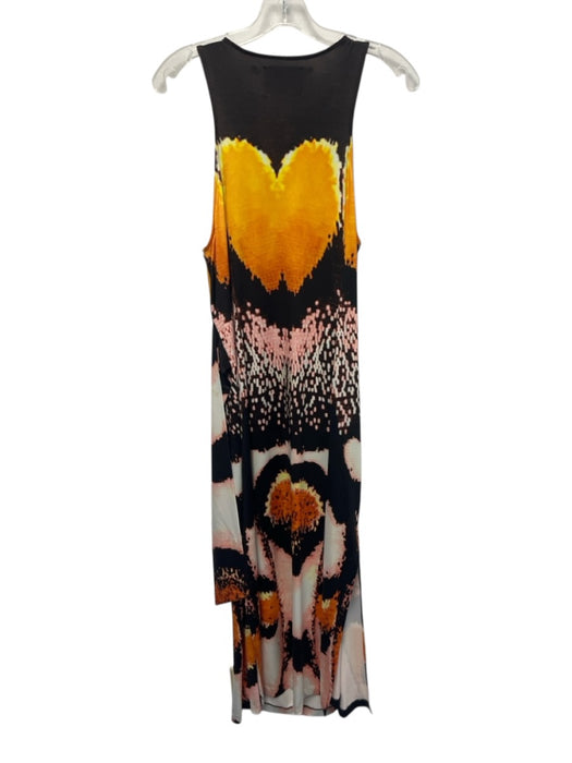 Chufy Size L Brown, Orange, Pink Polyester & Spandex Sleeveless Waist tie Dress Brown, Orange, Pink / L