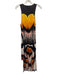 Chufy Size L Brown, Orange, Pink Polyester & Spandex Sleeveless Waist tie Dress Brown, Orange, Pink / L